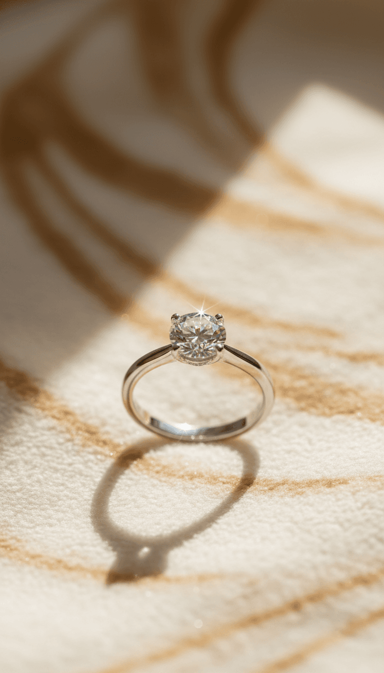 Eleganter Verlobungsring aus Weißgold mit Solitär-Diamant